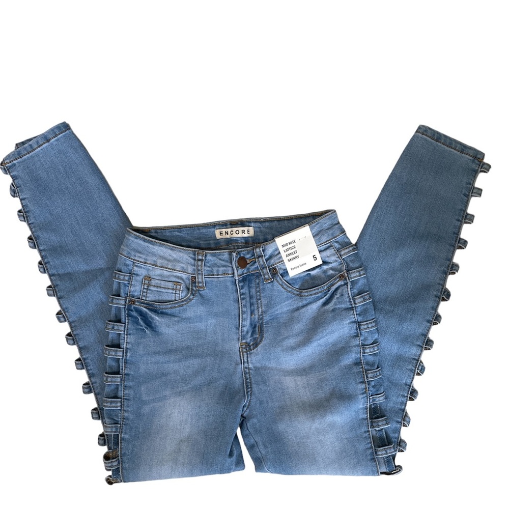 Encore Stretchy Side Cutout Jeans Size 5